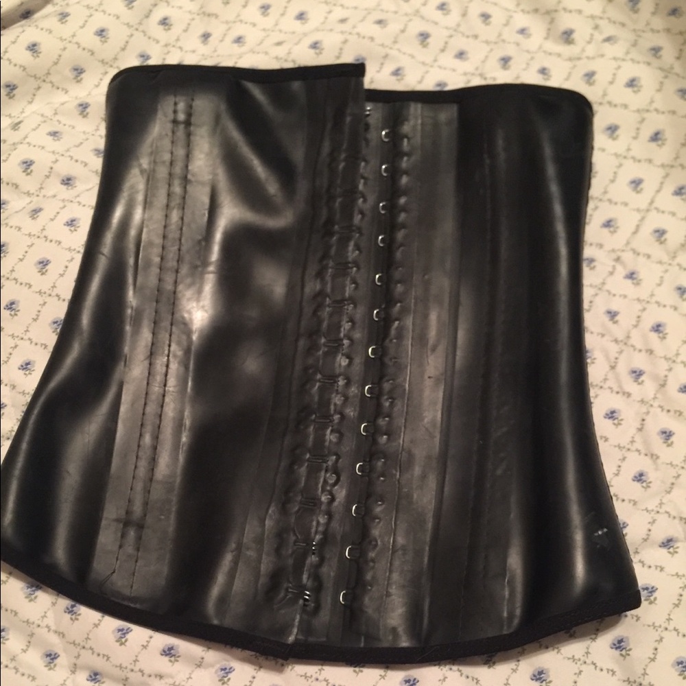Black latex corset waist trainer